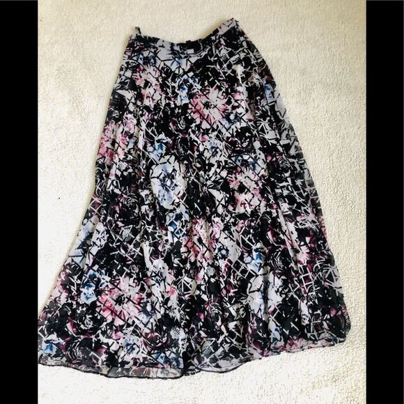 Topshop black print chiffon long boho skirt 4 - Picture 6 of 9
